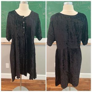 Vintage Black Velvet Nostalgia Dress women's size Large Mini dress oversized